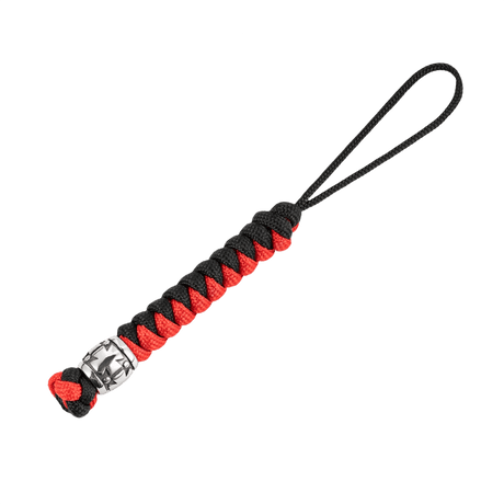 M-Tac Lanyard Viper Cossack Cross V.2 gjord av paracord med Cossack Cross-mönster, dekorativ metallpärla, svart och röd färg