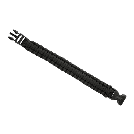 M-Tac Paracord-armband i svart med starkt och lätt rep, perfekt för överlevnad och friluftsliv.