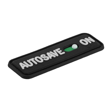M-Tac Patch Autosave PVC med 3D-effekt och velcro, lämplig för kläder och utrustning. Dimensioner 8 x 2.5 cm, gjord av PVC.