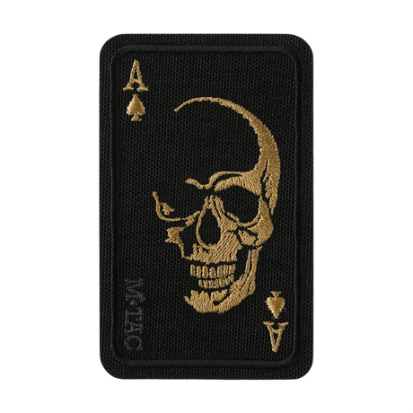 M-Tac Patch Face of War (Broderi) med kraniesymbol inspirerad av 'dödskortet', broderad på Cordura 500D i svart och guld.