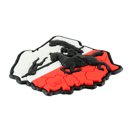 M-Tac Patch Husaria 3D PVC med bevingad husar, polsk flagg‑bakgrund, realistisk 3D-effekt, moralepatch i PVC, Velcro-montering, 70x80 mm.