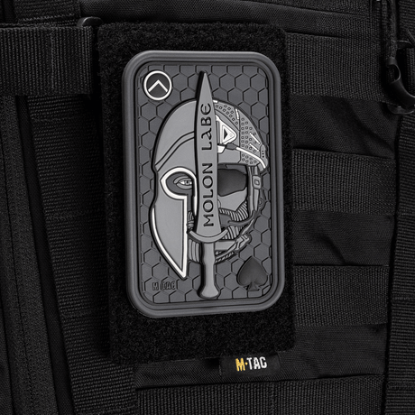 M-Tac Patch Molon Labe 3D PVC med spartanskt motiv och Velcro, fäst på taktisk väska. Gummi, 3D-effekt, 108x68 mm.