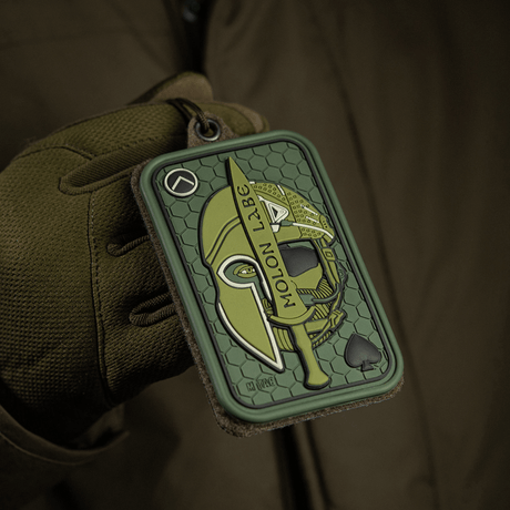 M-Tac Patch Molon Labe 3D PVC morale-patch med 3D-spartandesign och Velcro på baksidan för uniform eller ryggsäck.