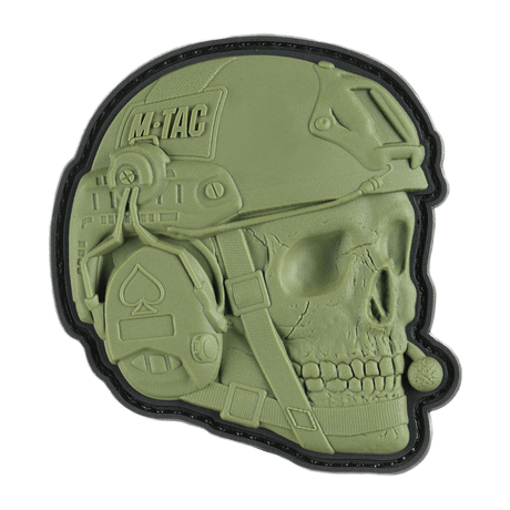 M-Tac Patch Operator 3D PVC morale patch, realistisk hjälm- och kraniedesign, Velcro-fäste, för kläder eller taktisk utrustning.