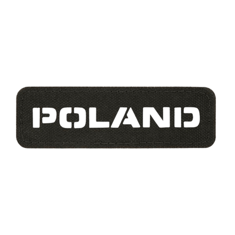 M‑Tac Patch Poland End-to-End 25x80 i svart Cordura 500D med laserinskrift och velcrostängning, 25x80 mm, nationalitetsmarkör.