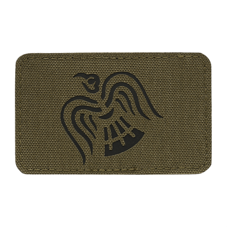 M-Tac Patch Ravneflag Laser Cut med svart korp, tillverkad i Cordura 500D, för uniform eller taktisk väska, fästs med Velcro.