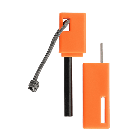 M-Tac tändstål i orange, viktigt för camping, gjort av magnesiumlegering med 8 mm ståltänder, perfekt för utomhusbruk.