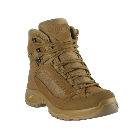 M-Tac Taktiska Demi-Season Stövlar Pro Line i brun suede och Cordura med Vibram-sula för taktik och vandring.