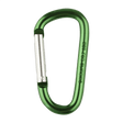 M-Tac Karabinhage 8 cm i grøn aluminium, perfekt til fastgørelse af udstyr på vest, bælte eller rygsæk. Let og holdbart design.