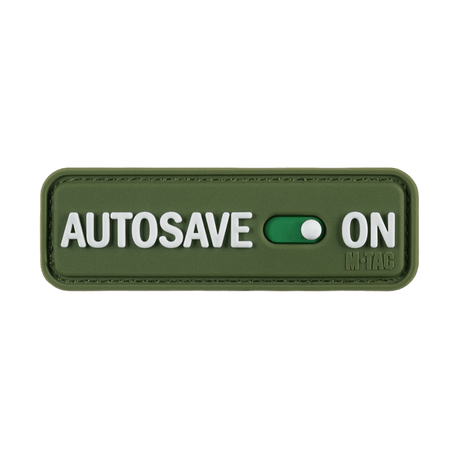 M-Tac Patch Autosave PVC i fullfärg, 3D-design med velcro på baksidan för enkel fästning, perfekt för taktisk utrustning.