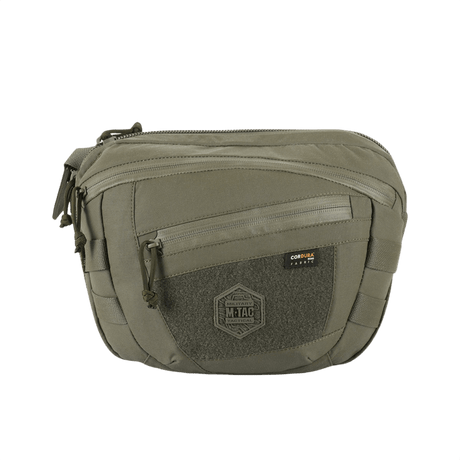 M-Tac Sphaera Hardsling Bag Large Elite med Velcro i olivgrön med front Velcro-panel och justerbar axelrem, gjord av slitstarkt Cordura.