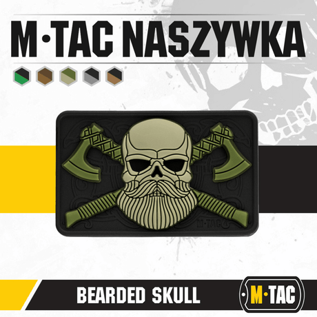 M-Tac Bearded Skull 3D PVC-patch med Bearded Skull-design och Velcro för fäste, slitstark för militär och utomhusbruk.