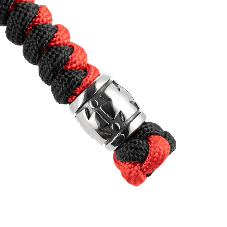 M-Tac Lanyard Viper Cossack Cross V.2 i svart och rött paracord med dekorativ metallpärla. Templar-kors design, funktionell och stilfull