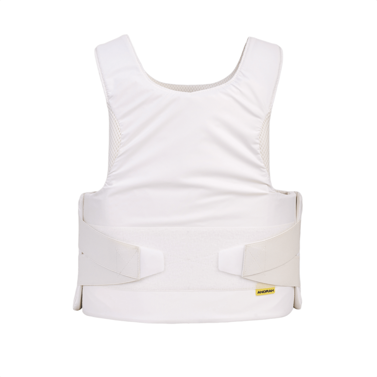 Anorak Rhodium® Concealable III Stik & Skudsikker Vest med level IIIA-beskyttelse, skjult og synlig slid, hvidt rip-stop stof.