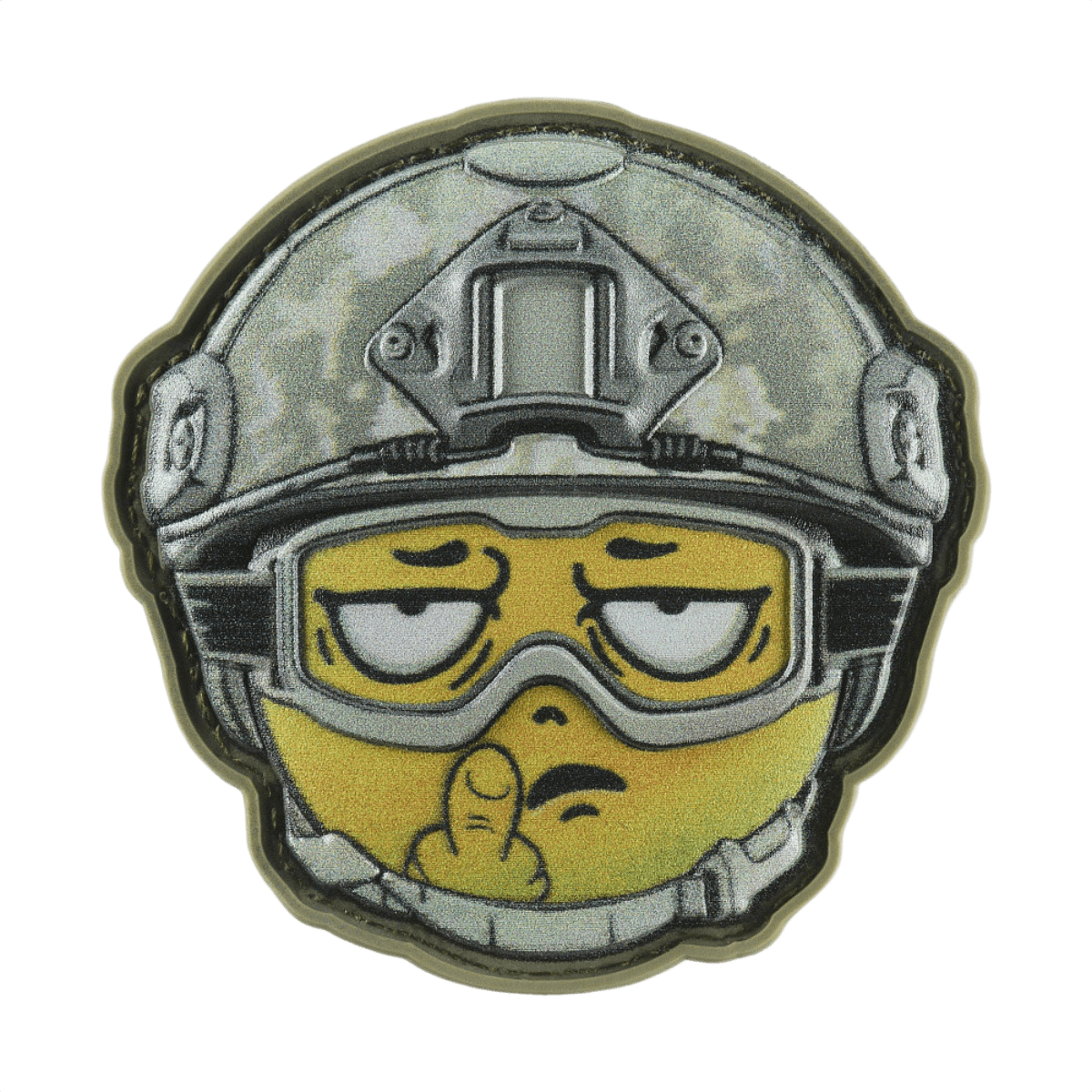 M-Tac Patch Emoji #24 med 3D-effekt i PVC og Velcro, militær emoji morale patch, ideel til taske eller udstyr, 6.5 x 6.5 cm