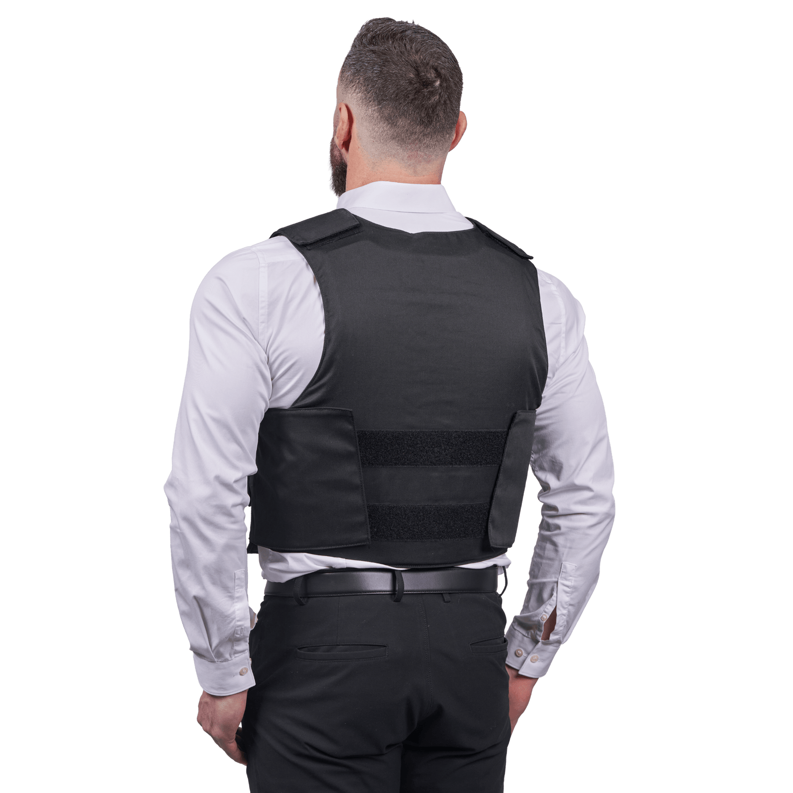 Mand iført Elite Armor VIP Stik & Skudsikker vest set bagfra
