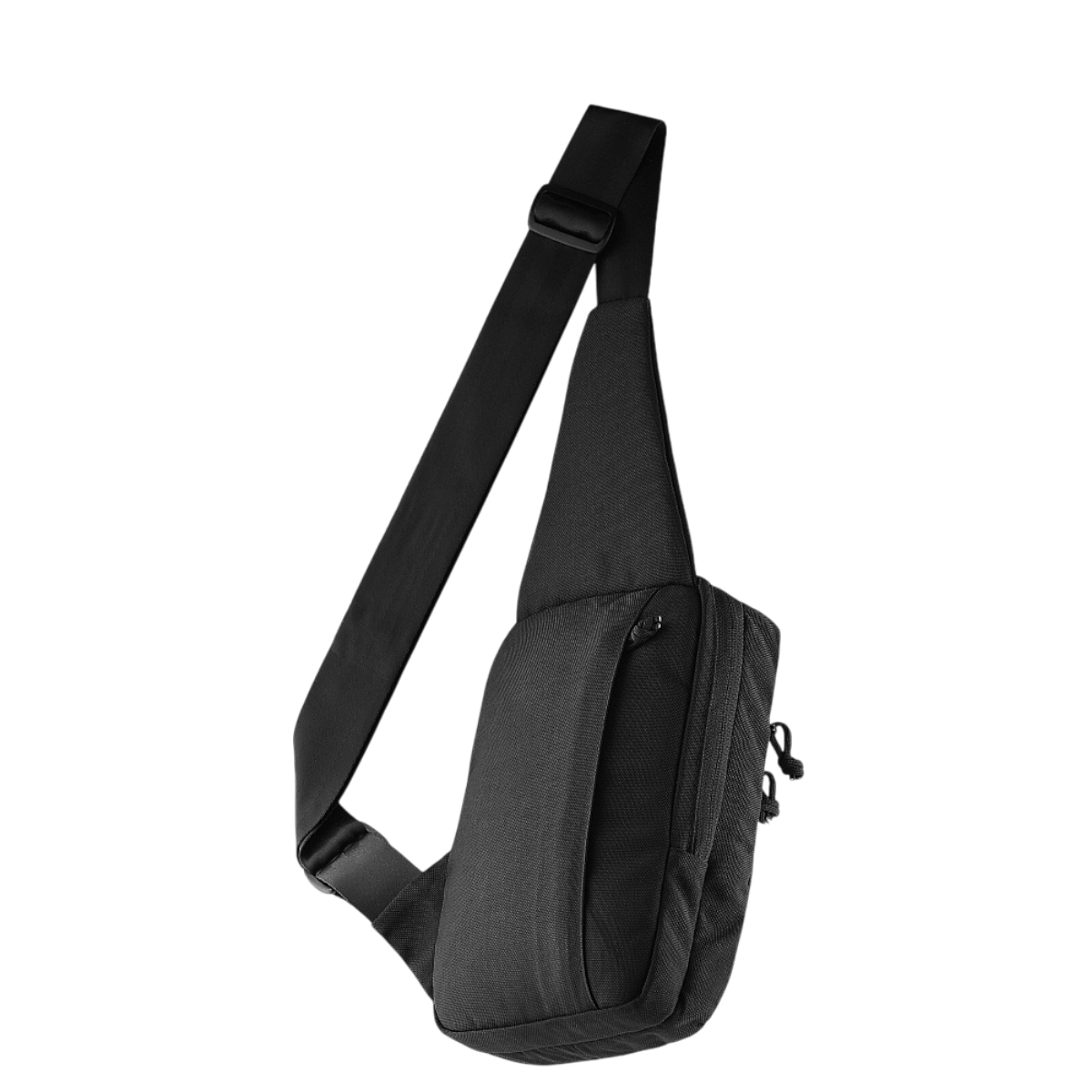 M-Tac Carry Sling Taske Elite Gen.IV med Velcro i sort, designet til skjult våbenbæring med justerbar rem og universelt velcro-hylster.