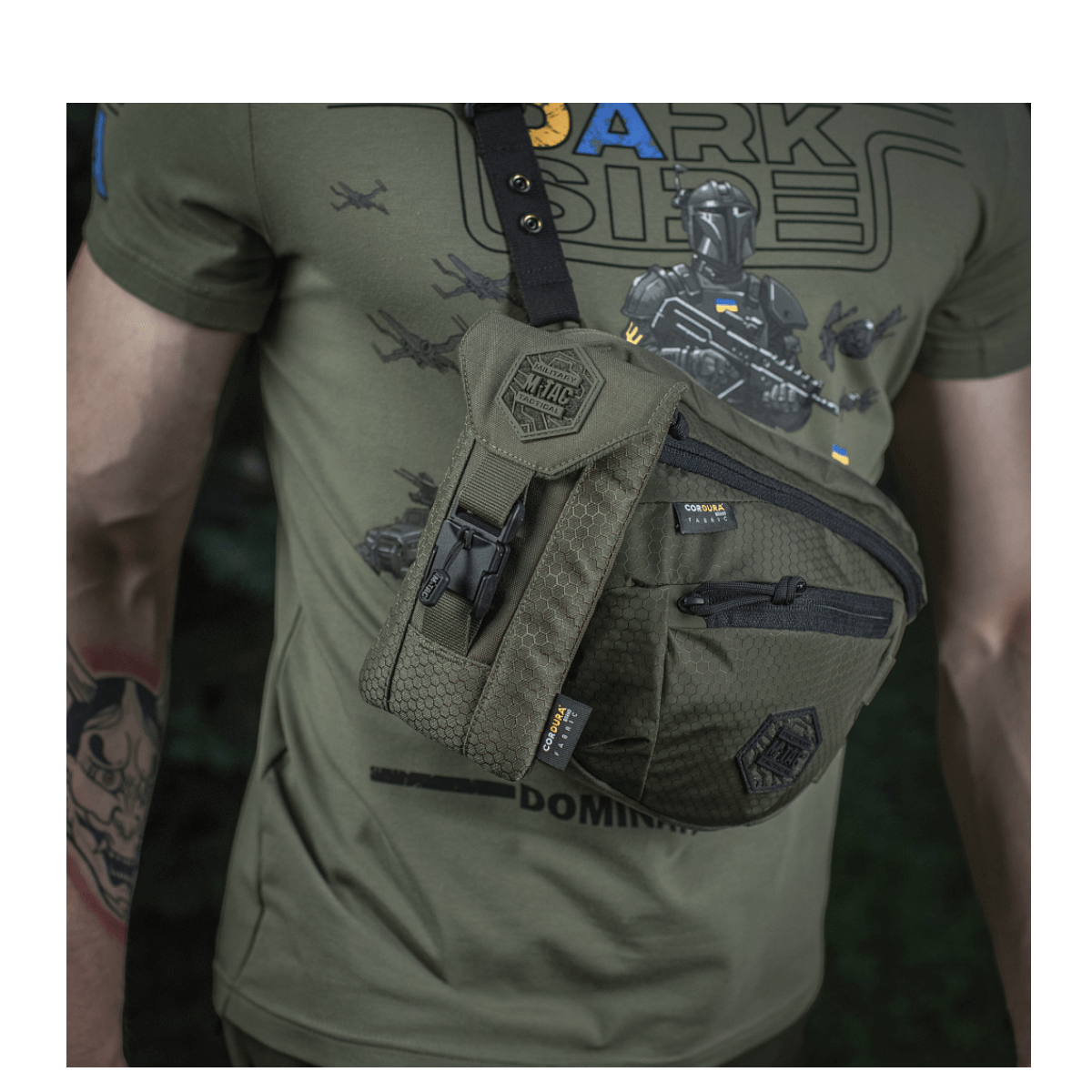 M-Tac Smartphone Lomme Elite Large Hex i stilfuldt CORDURA HEX materiale med WJ magnetisk spænde, perfekt til smartphone op til 6,5 tommer.