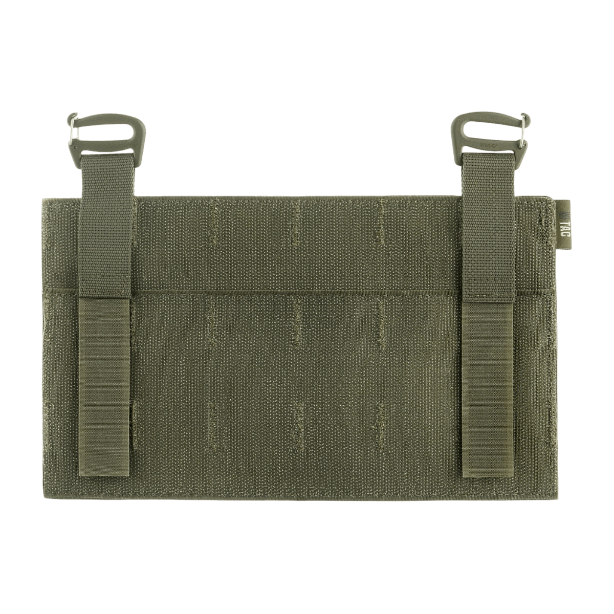 M‑Tac Front Panel til Cuirass QRS i Cordura 500D med MOLLE stropper og Woojin hardware, ideel til militær brug og opbevaring af magasiner.