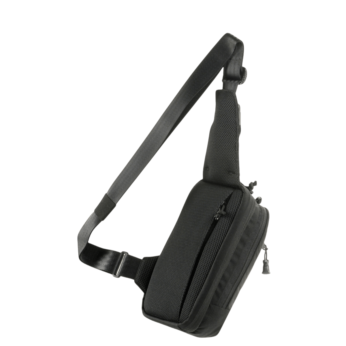 M-Tac Sling Pistoltaske Elite Hex i sort med justerbar skulderrem lavet af Cordura med YKK lynlåse, ideel til sikker transport.
