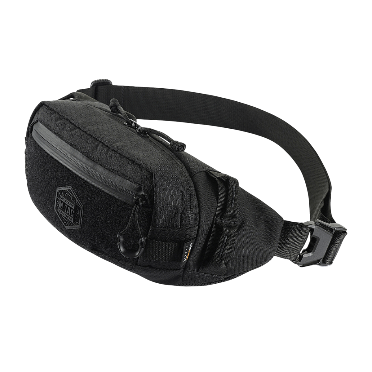M‑Tac Bæltetaske Elite Hex i sort med Cordura materiale og YKK lynlåse. Perfekt til hverdagsbrug og taktisk udstyr.