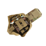 M‑Tac Medic Pouch Vertical Large Elite åben med førstehjælpsudstyr, lav profil, robust design, MOLLE-kompatibel.