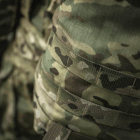 Close-up of M-Tac Sukharka Gen.3 Pouch in camouflage Cordura 500D with MOLLE interface.