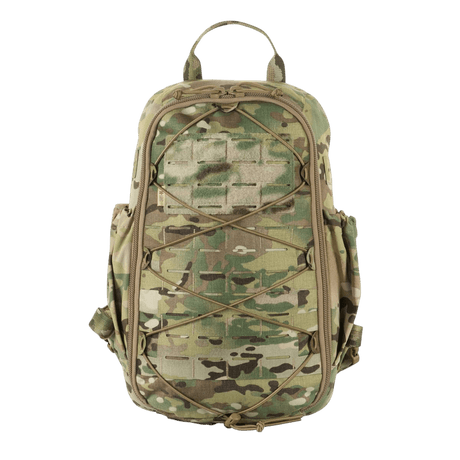 M-Tac STURM Elite Rygsæk i camouflage med MOLLE Laser Cut frontpanel og elastiske sidelommer, taktisk design til kortvarige ophold