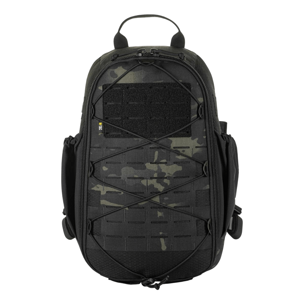M-Tac STURM Elite Rygsæk i Cordura med MOLLE Laser Cut design, 15L taktisk rygsæk med elastiske sidelommer og holdbar konstruktion.