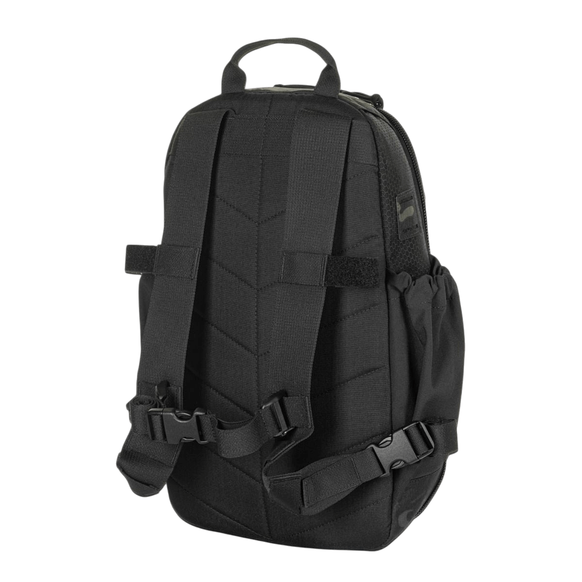 Sort M-Tac STURM Elite Rygsæk med justerbare stropper og slidstærkt design, perfekt til kortvarige ophold i felten.