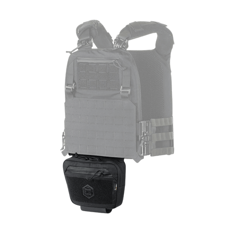 M-Tac Large Elite Gen.II Skuldertaske i sort Cordura 500D med YKK lynlåse, taktisk design, og front Velcro-panel.