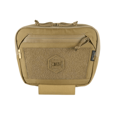 M-Tac Large Elite Gen.II Skuldertaske i Cordura 500D med YKK lynlåse og Velcro-panel, set forfra, perfekt til taktisk brug.