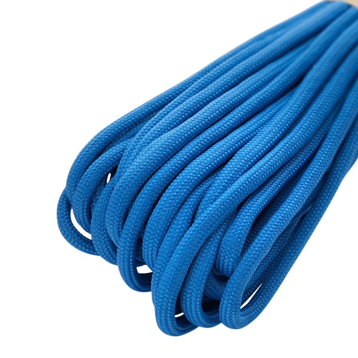 M‑Tac Paracord 550 Type III 15 m i blå, stærk nylonkordel ideel til friluft og nødbrug, brudstyrke 240 kg, kerne 7 nylontråde