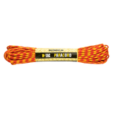 M‑Tac Paracord 550 Type III 15 m i orange og gul til friluft og nødbrug, stærk nylonkordel, 7 tråde, 240 kg brudstyrke.