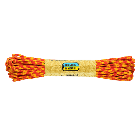 M‑Tac Paracord 550 Type III 15 m - stærk og alsidig nylonkordel i rød-gul design, ideel til friluft, reparationer og nødbrug.