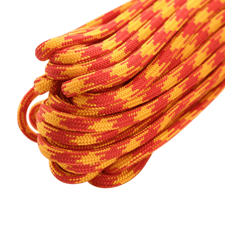 M‑Tac Paracord 550 Type III 15 m i røde og gule farver ideel til friluft og nødbrug
