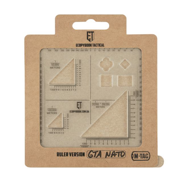 M-Tac Ecopybook Tactical Ruler GTA NATO i emballage, designet til taktiske opgaver med anti-refleks overflade til UAV rekognoscering.