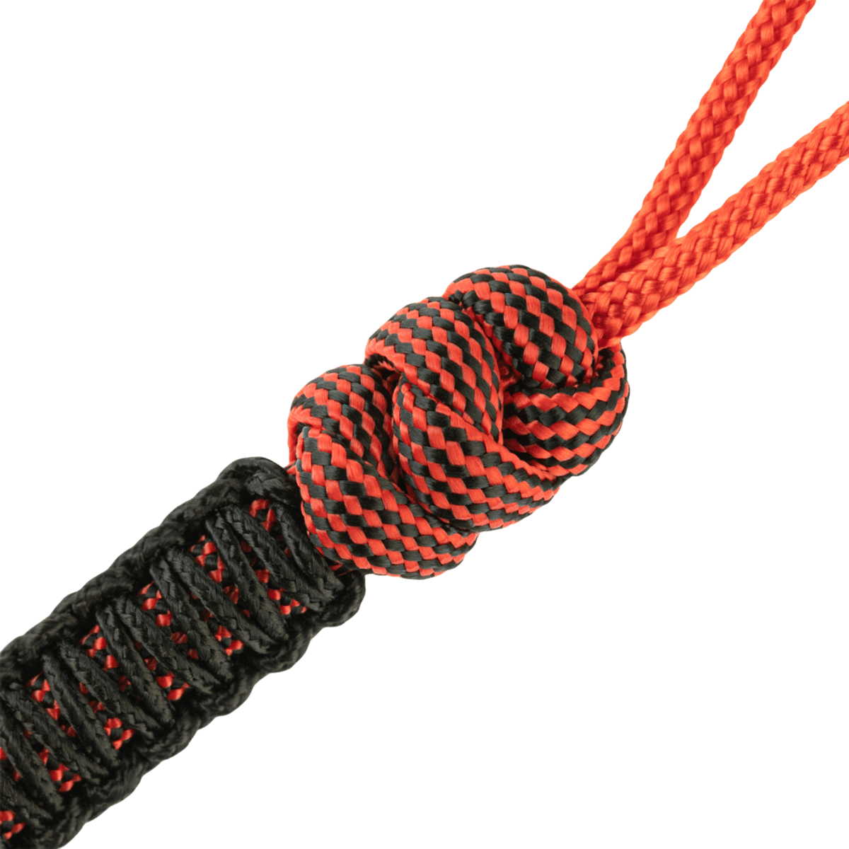 M-Tac Lanyard Scandinavian Mannaz i sort og rød paracord med skandinavisk perle. Praktisk til knive og udstyr.