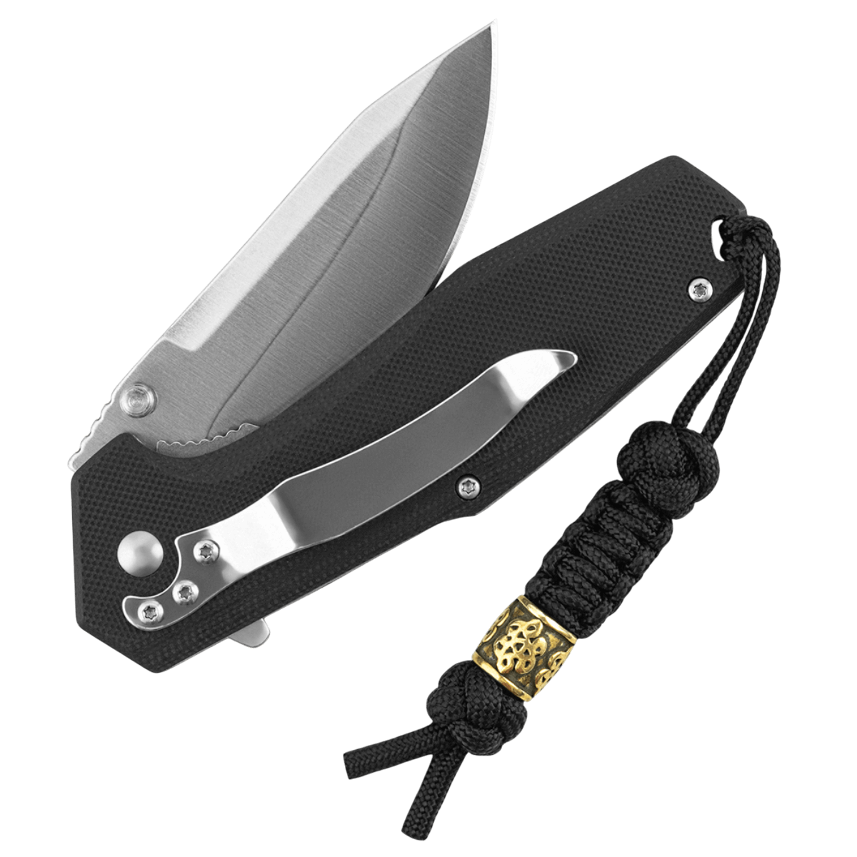 M-Tac Lanyard Scandinavian Small Chinese Knot med dekorativ perle fastgjort til foldekniv