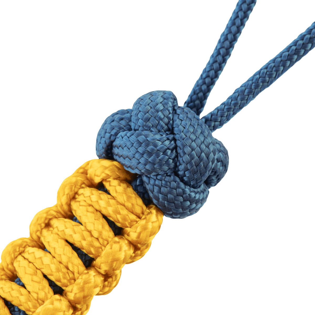 M-Tac Lanyard Scandinavian Small Chinese Knot with decorative bead in blue and yellow cord design.