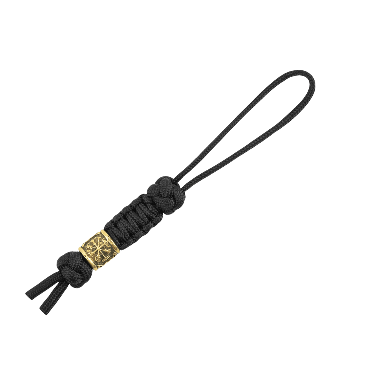 M-Tac Lanyard Scandinavian Small Helmet of Terror, sort flettet paracord med dekorativ perle, stilfuldt tilbehør, Nordisk motiv.