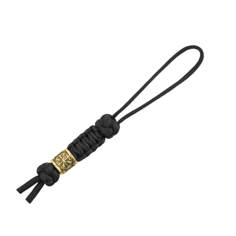 M-Tac Lanyard Scandinavian Small Helmet of Terror, sort flettet paracord med dekorativ perle, stilfuldt tilbehør, Nordisk motiv.