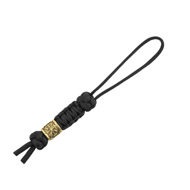 M-Tac Lanyard Scandinavian Small Helmet of Terror, sort flettet paracord med dekorativ perle, stilfuldt tilbehør, Nordisk motiv.