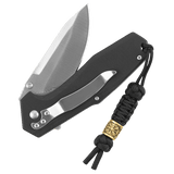Folding knife with M-Tac Lanyard Scandinavian Small Helmet of Terror, featuring decorative Scandinavian bead and paracord.