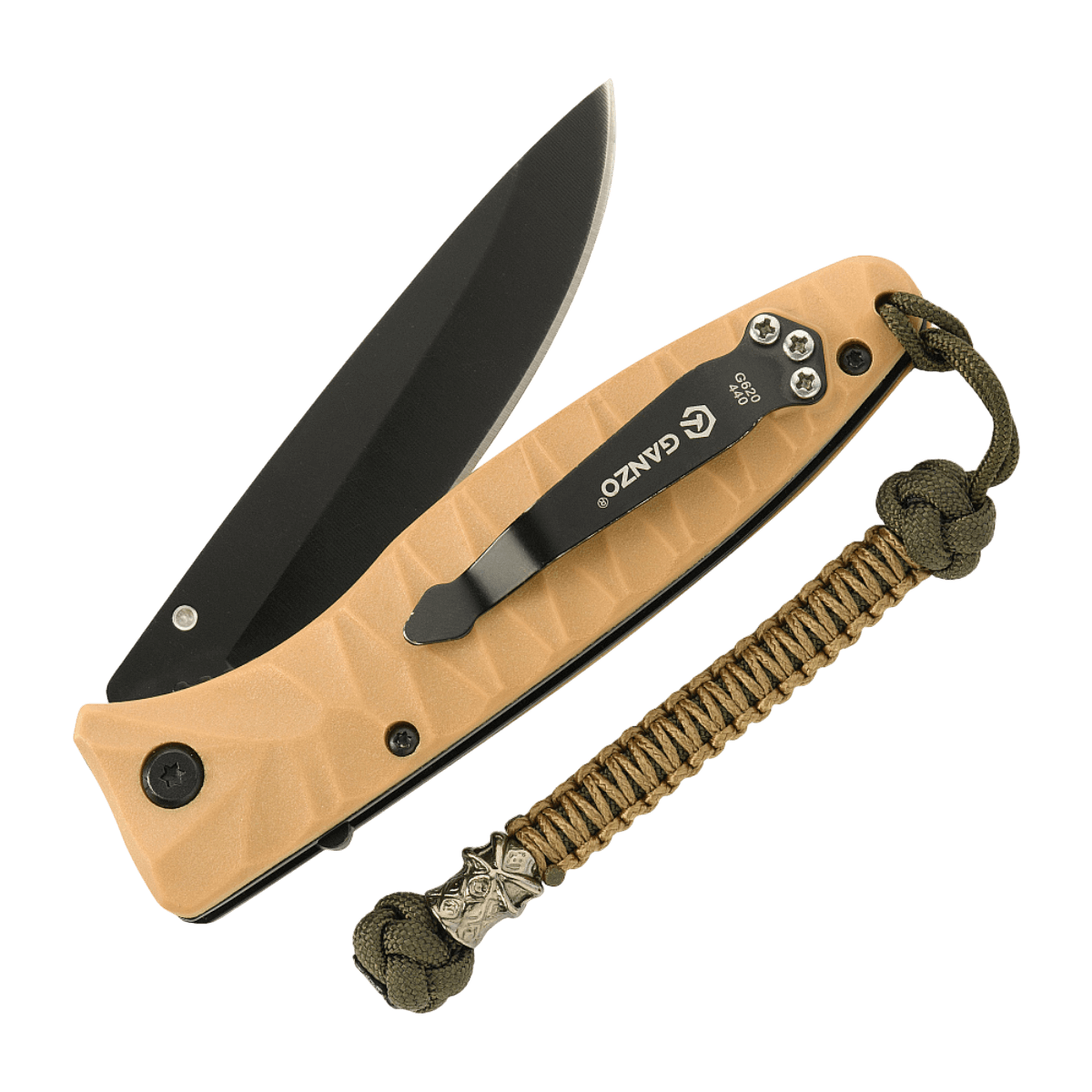 M-Tac Knife Lanyard Ninja i flettet paracord, fastgjort til foldekniv, giver et stilfuldt look og funktionalitet.