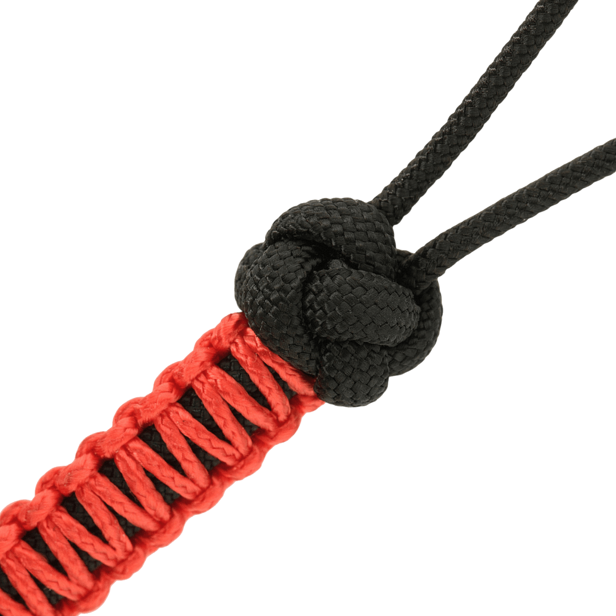 M-Tac Knife Lanyard Ninja med sort og rød paracord fletning, designet til at give kniven personlighed og hurtig adgang.