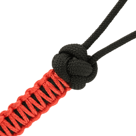 M-Tac Knife Lanyard Ninja i rød og sort paracord med Cupronickel perle, 14,5 cm lang, forbedrer knivens greb.