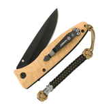 M-Tac Knife Lanyard Ninja in beige with paracord braid, enhancing grip and style, attached to Ganzo pocket knife.