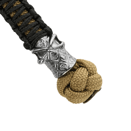 M-Tac Knife Lanyard Ninja in black and tan paracord with metallic bead detail.