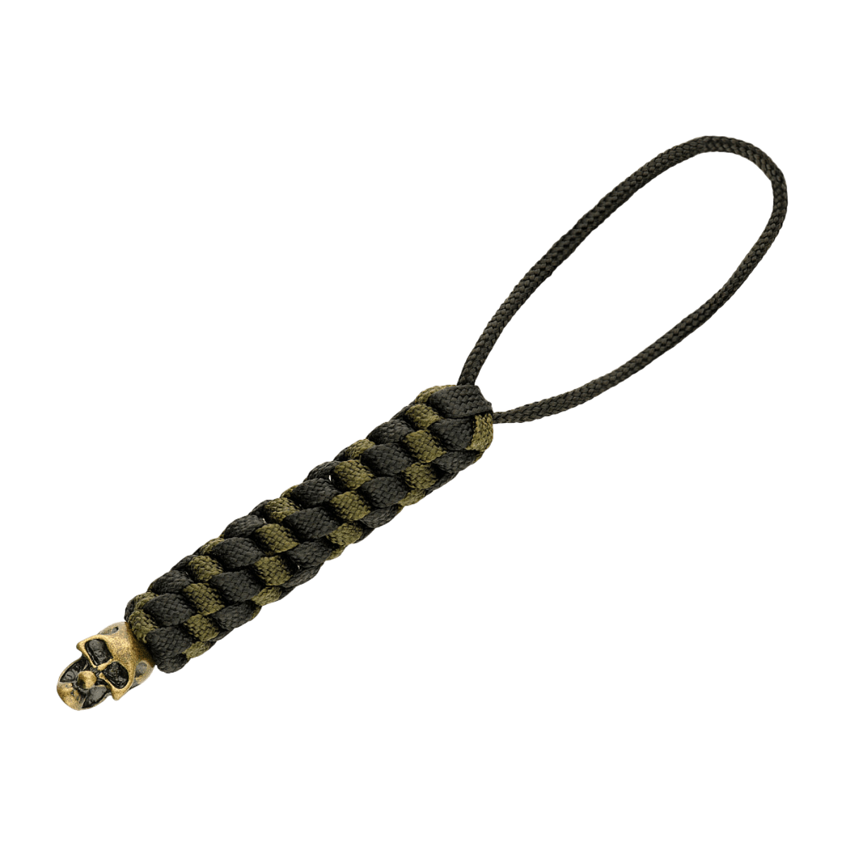 M-Tac Knife Lanyard Helix Skull i flettet paracord design med kranie dekor, ideel til stilfuld og praktisk knivforlængelse.